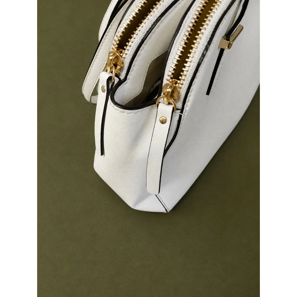 Kate Spade New York Large White Saffiano Leather Tote Bag Gold Hardware